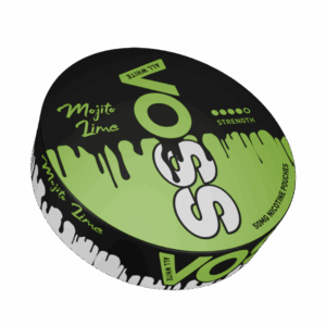 VOSS All White Mojito Lime nicotine pouch can with fresh citrus flavour.